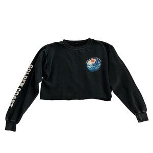 John Galt Brandy Melville Cropped Distressed Golden Coast Sweatshirt- One Size